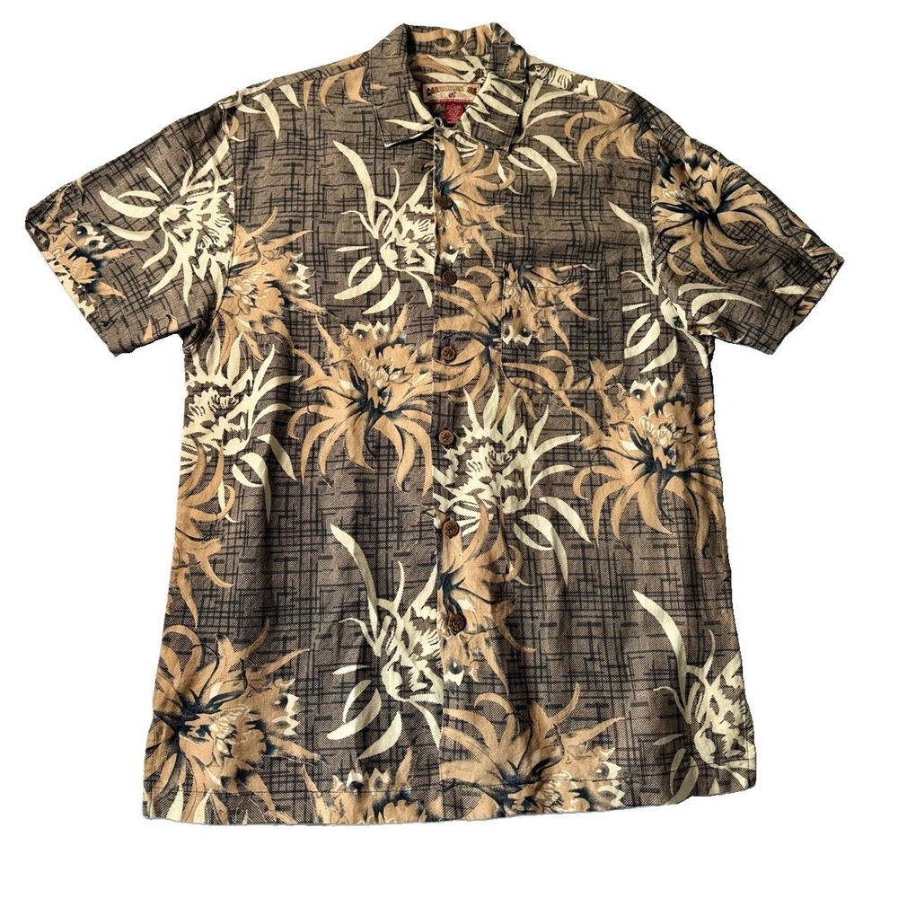 Caribbean Joe Short Sleeve Button Front Men's M Linen Hawaiian 2000's